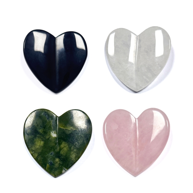 concave surface natural jade Rose Quartz Heart Gua Sha Tool for Facial Massage