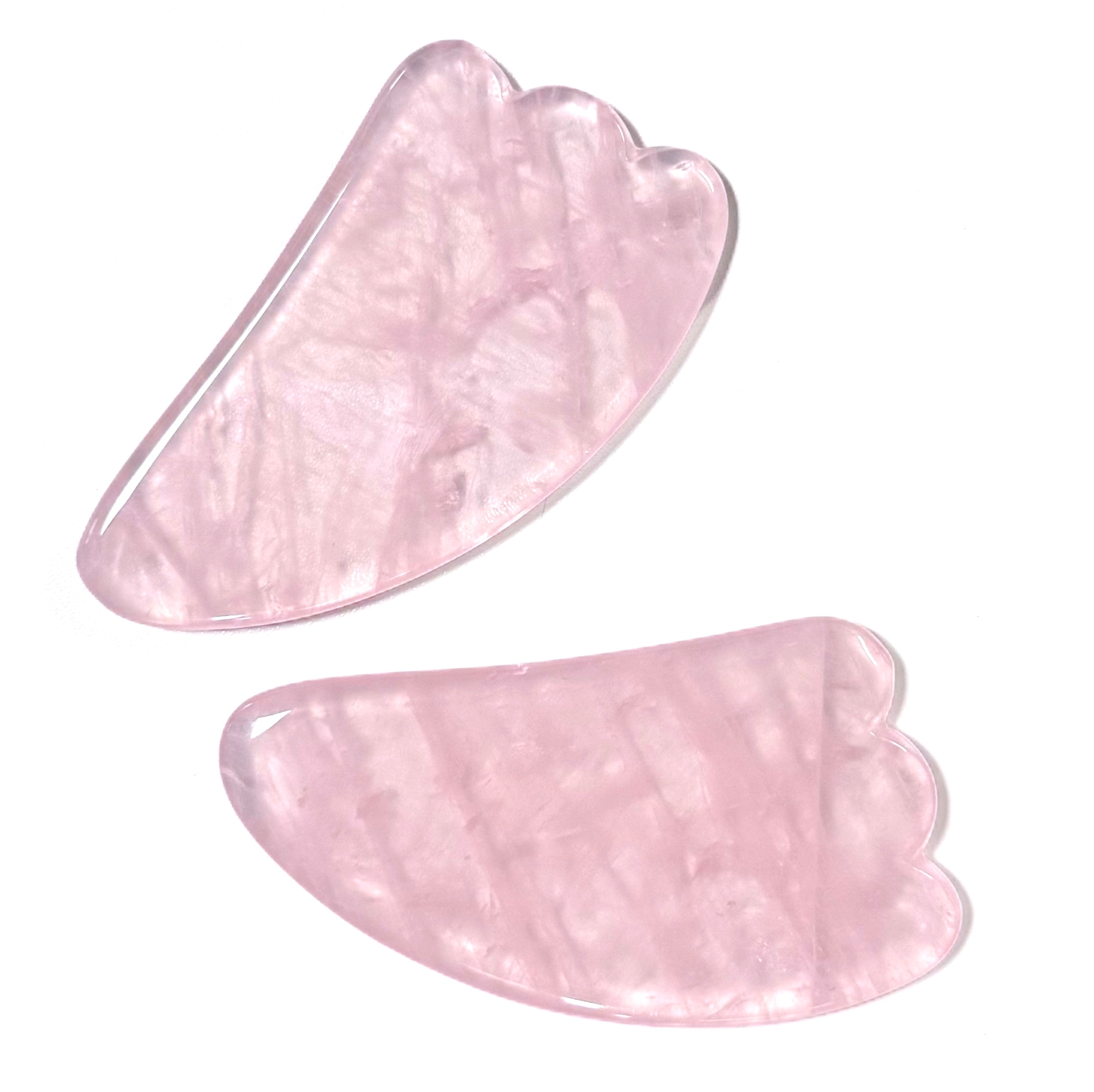 Ram Horn Shaped Smooth Edge Rose Quartz Gua Sha Board Full Body Massage Scraping Tool for Lymphatic Drainage