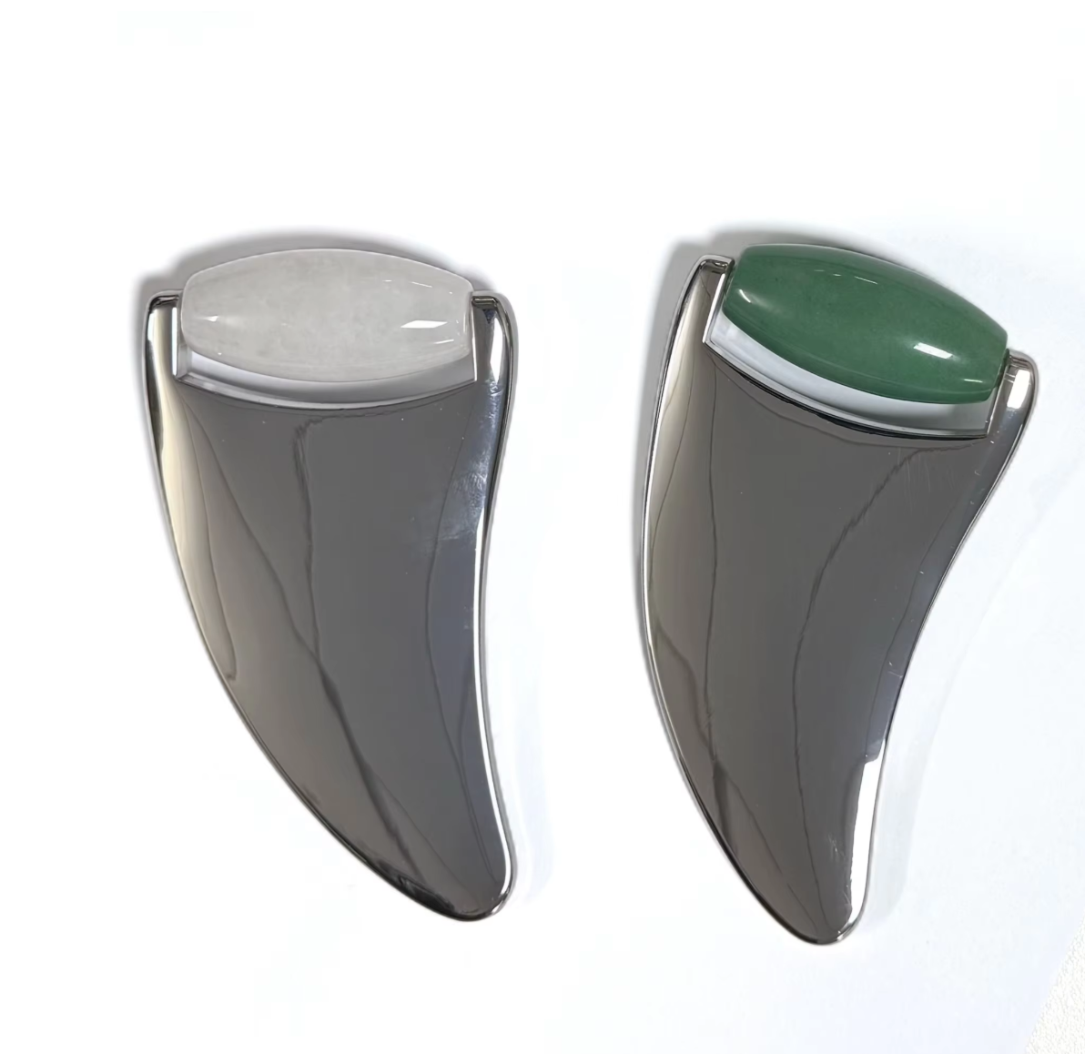 2 in 1 Anti-Puffiness Beauty Skin Care Tools Natural White Jade Roller with metal Gua Sha Board