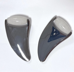 2 in 1 Anti-Puffiness Beauty Skin Care Tools Natural White Jade Roller with metal Gua Sha Board