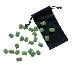 Green Aventurine Healing Crystal Engraved Rune Stones