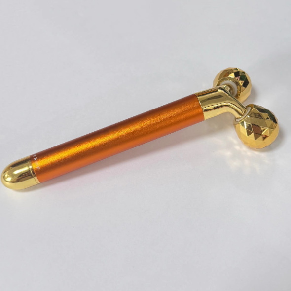 Y shaped gold color zinc alloy skin care tools Electric Facial Lifting Stick 3D Golden Beauty Roller For Face Slimming