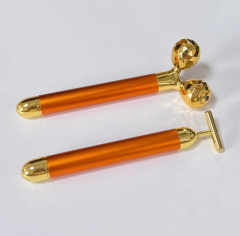 Y shaped gold color zinc alloy skin care tools Electric Facial Lifting Stick 3D Golden Beauty Roller For Face Slimming