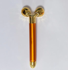 Y shaped gold color zinc alloy skin care tools Electric Facial Lifting Stick 3D Golden Beauty Roller For Face Slimming