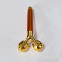 Y shaped gold color zinc alloy skin care tools Electric Facial Lifting Stick 3D Golden Beauty Roller For Face Slimming