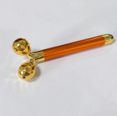 Y shaped gold color zinc alloy skin care tools Electric Facial Lifting Stick 3D Golden Beauty Roller For Face Slimming