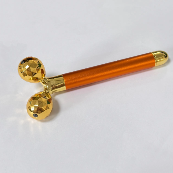 Y shaped gold color zinc alloy skin care tools Electric Facial Lifting Stick 3D Golden Beauty Roller For Face Slimming