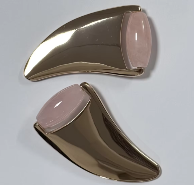 2-in-1 Rose Quartz Jade Ice Roller Massage Gua Sha
