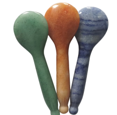 natural aventurine Acupressure massage jade Polished Stone Gua Sha Spoon for Skincare and body care