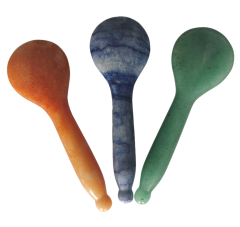 natural aventurine Acupressure massage jade Polished Stone Gua Sha Spoon for Skincare and body care
