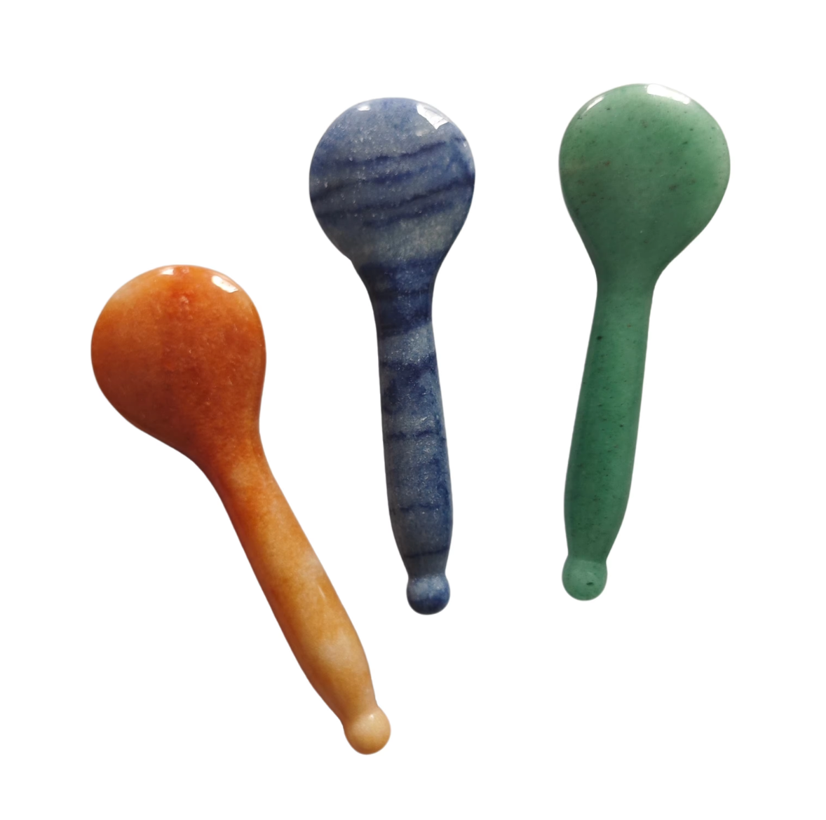 natural aventurine Acupressure massage jade Polished Stone Gua Sha Spoon for Skincare and body care