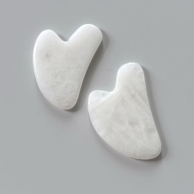 cooling natural stone white jade gua sha facial lifting massager