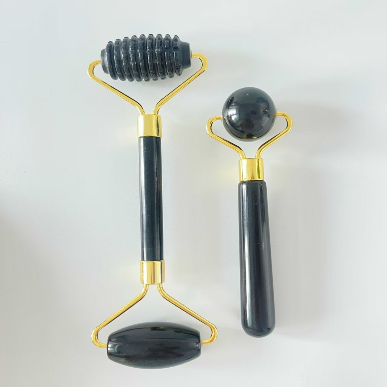 black obsidian stone wrinkle removal face up skin care kit gua sha roller set for face