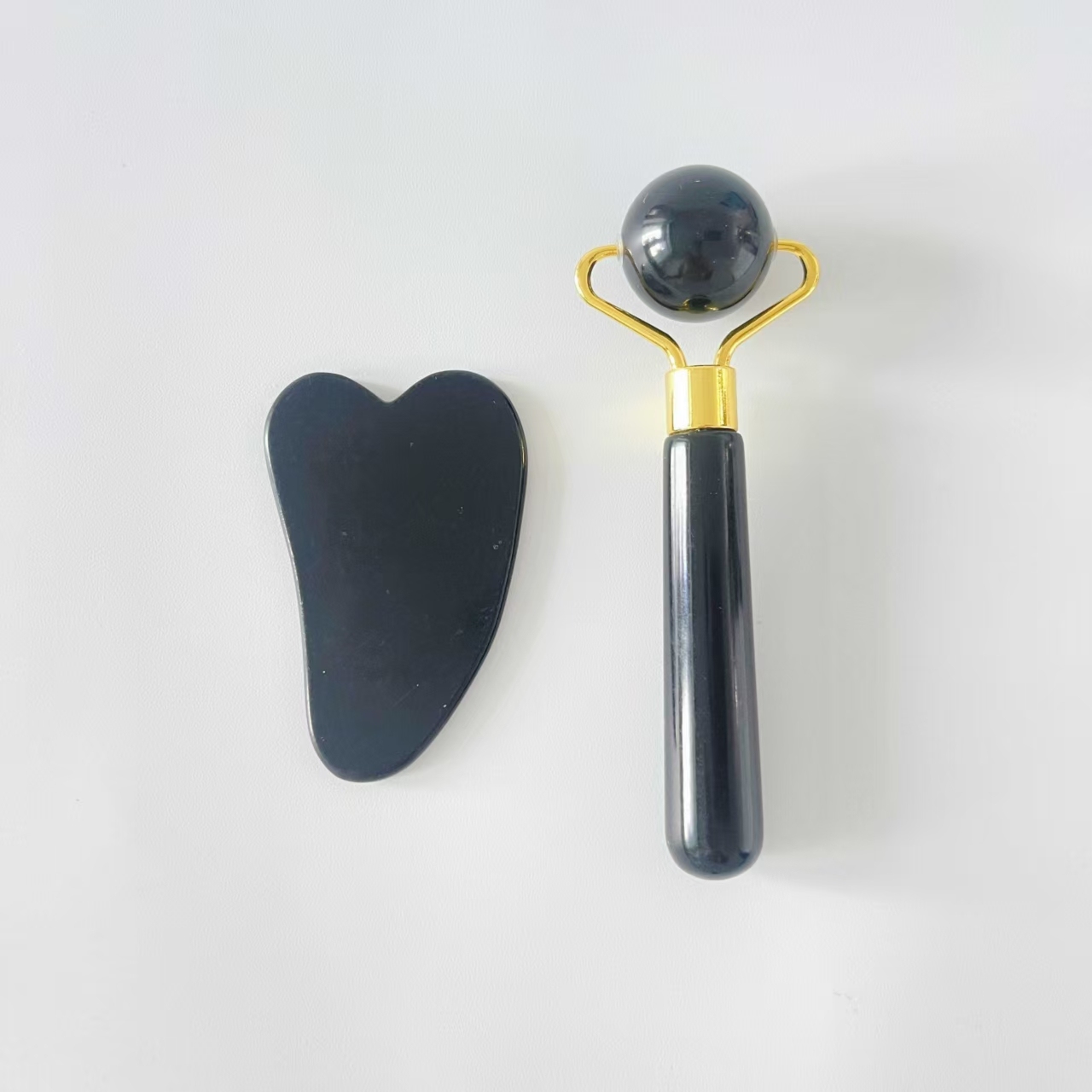 black obsidian stone wrinkle removal face up skin care kit gua sha roller set for face