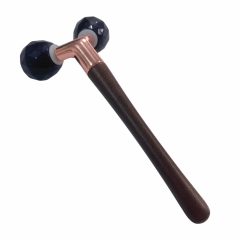 Y shaped double ball black obsidian cooling gemstone Faceted Cut face rolling massager