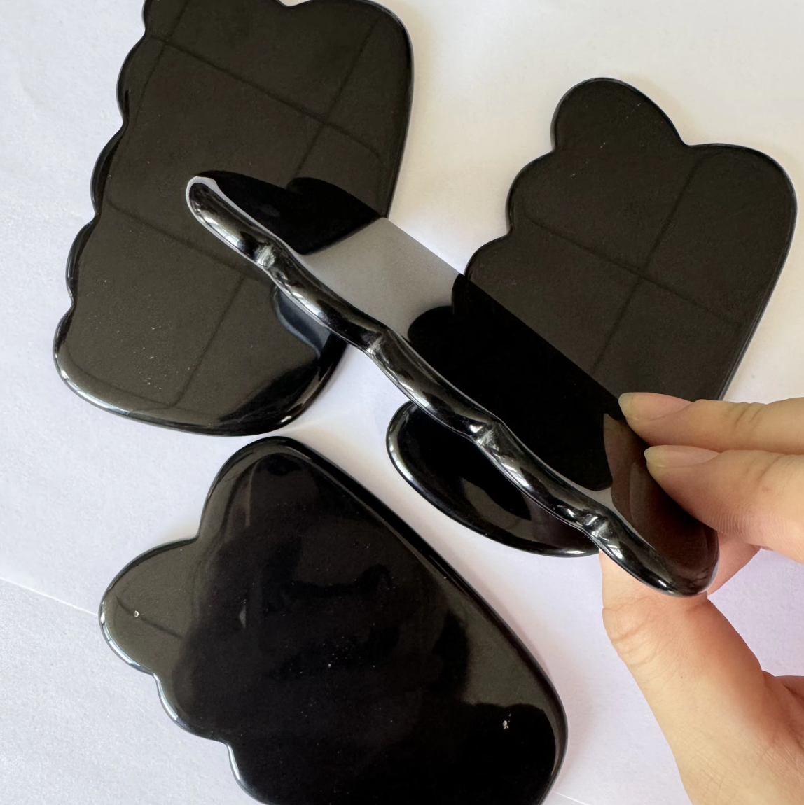 black color obsidian stone natural jade Cloud Shaped Home Use Gua Sha Board