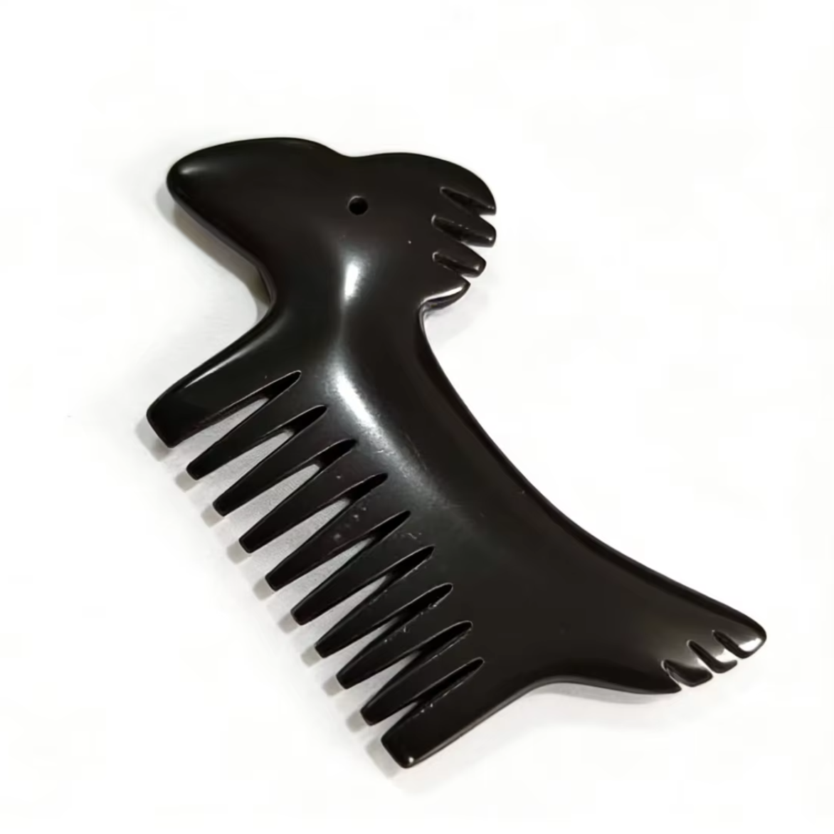 healthcare muscle relaxation horse shaped animal shaped black color jade massage comb natural bian stone guasha