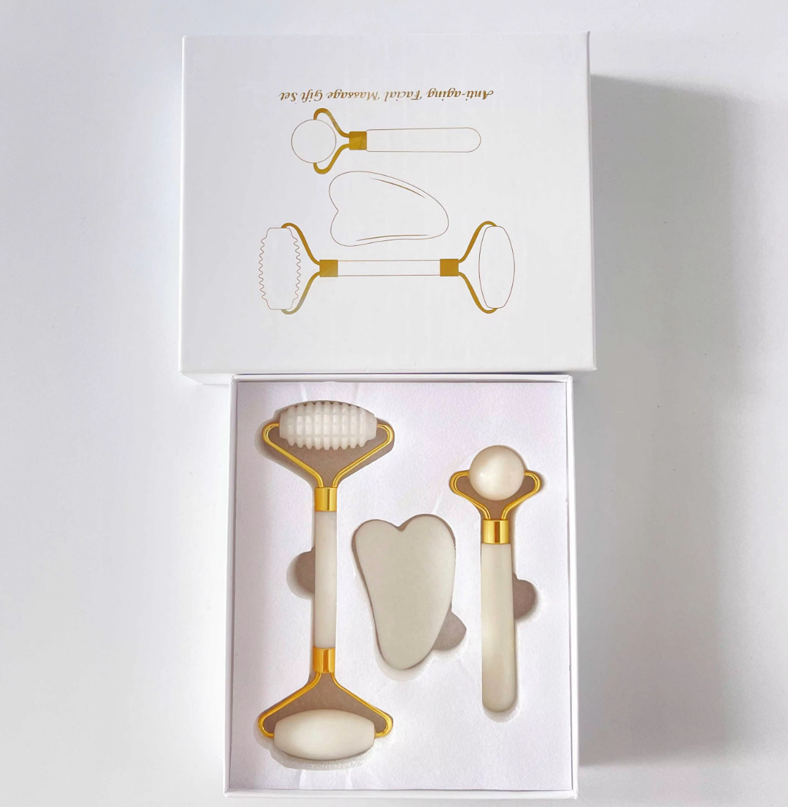 cheap price promotional face massager gua sha jade ice roller Skincare gadget set