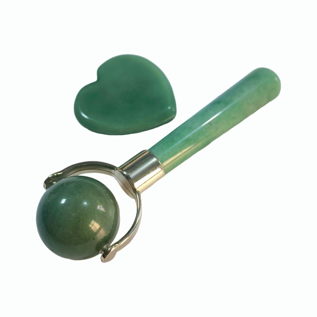 green aventurine natural cool gemstone face lifting beauty tools mini jade roller and gua sha eye massager