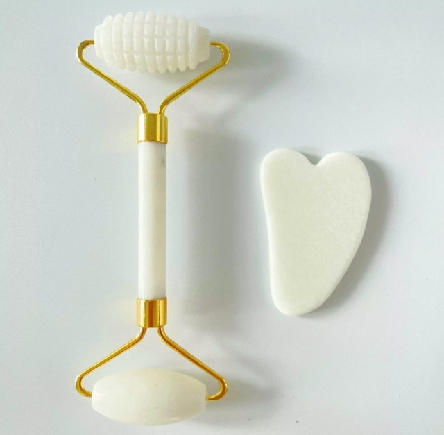 cheap price promotional face massager gua sha jade ice roller Skincare gadget set