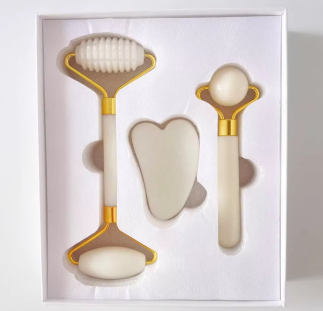 cheap price promotional face massager gua sha jade ice roller Skincare gadget set