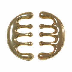 spa use health care tools gold color metal material TCM five teeth head massager comb for scalp scraping