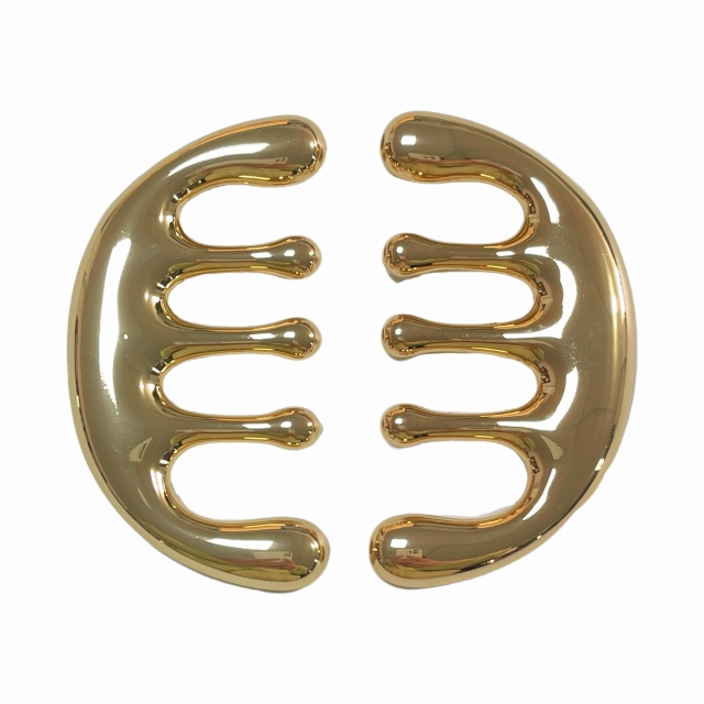 spa use health care tools gold color metal material TCM five teeth head massager comb for scalp scraping
