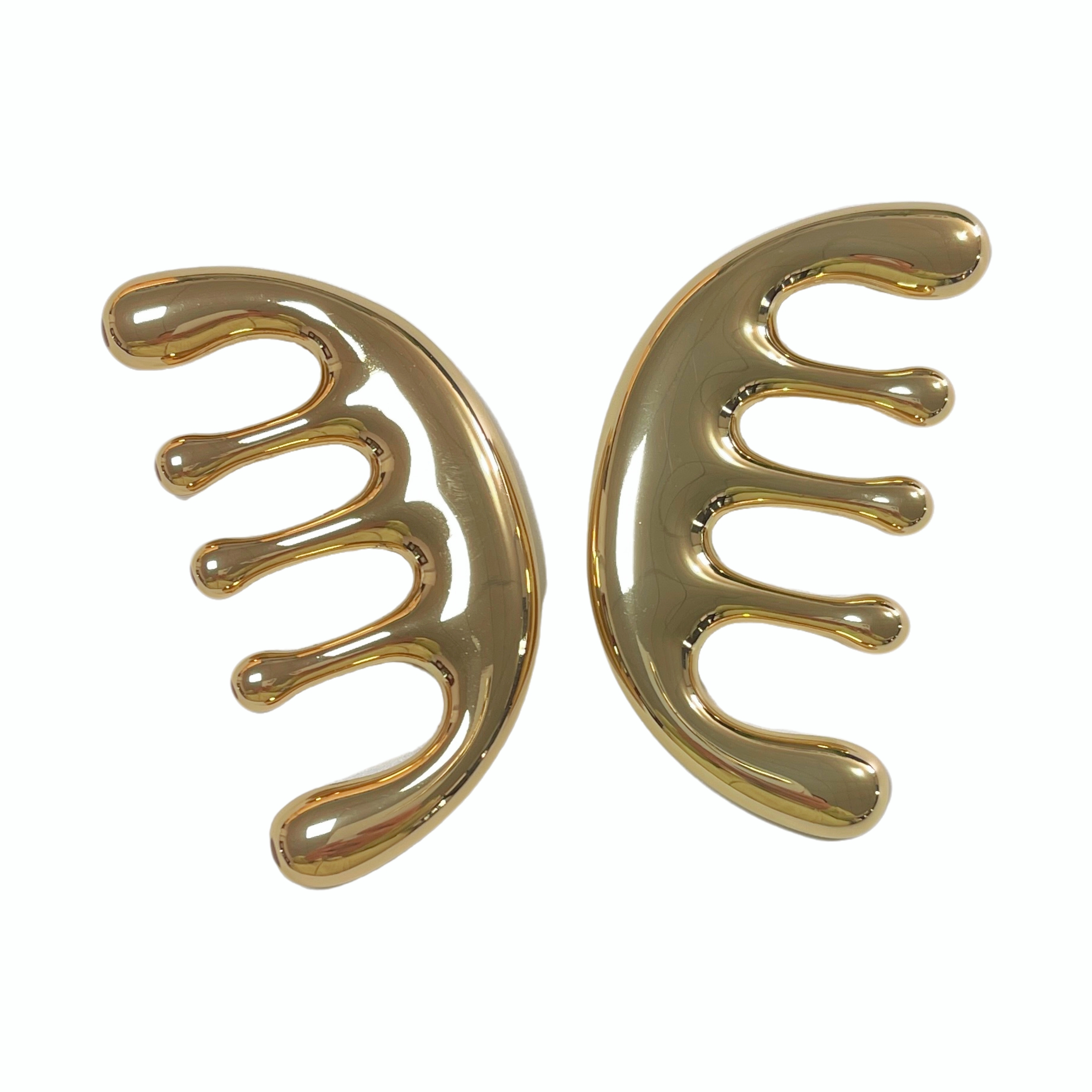 spa use health care tools gold color metal material TCM five teeth head massager comb for scalp scraping