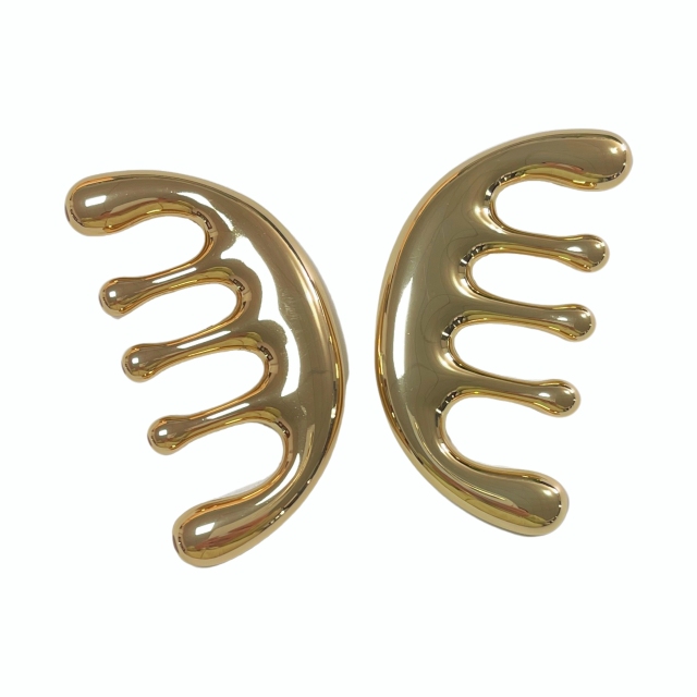 spa use health care tools gold color metal material TCM five teeth head massager comb for scalp scraping