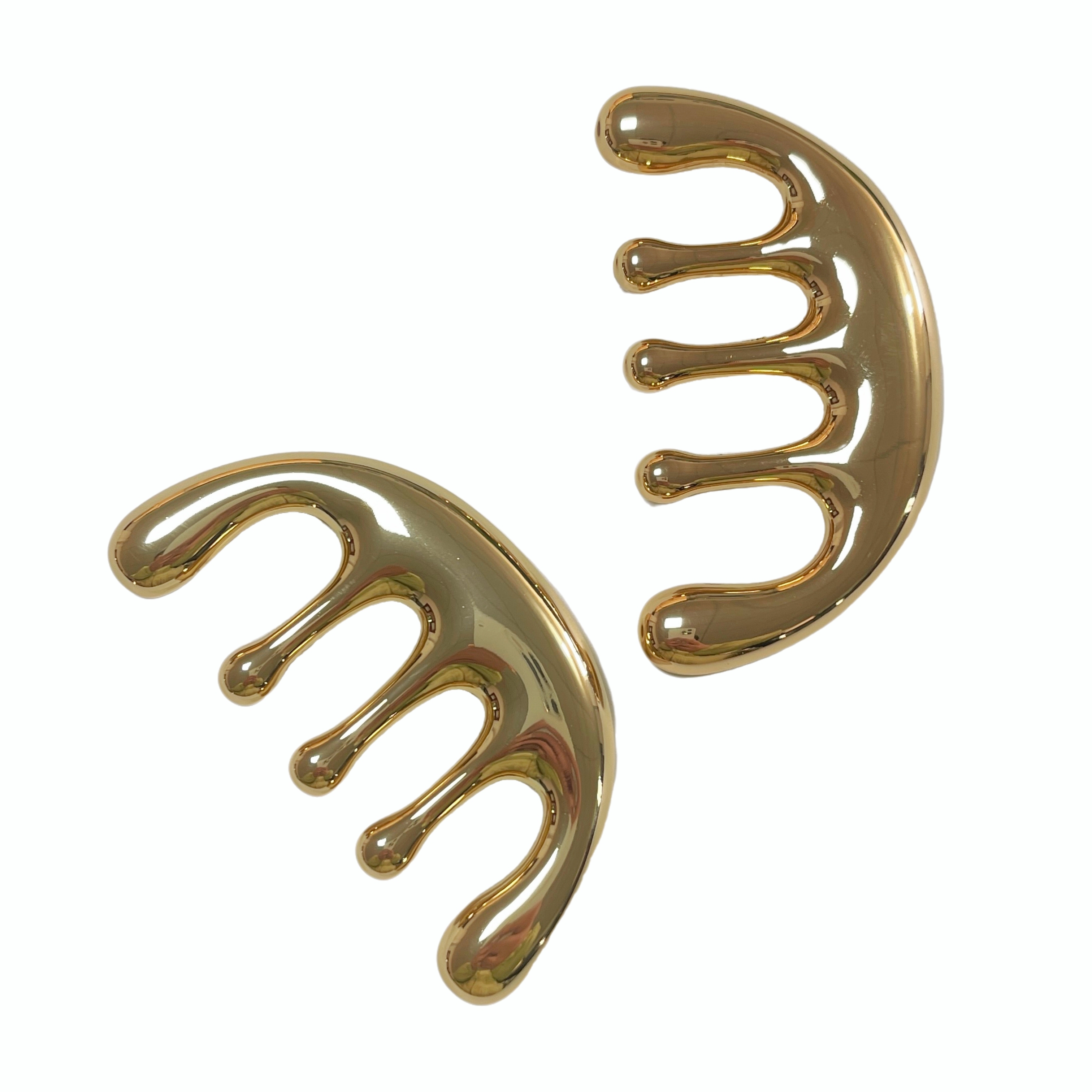 spa use health care tools gold color metal material TCM five teeth head massager comb for scalp scraping