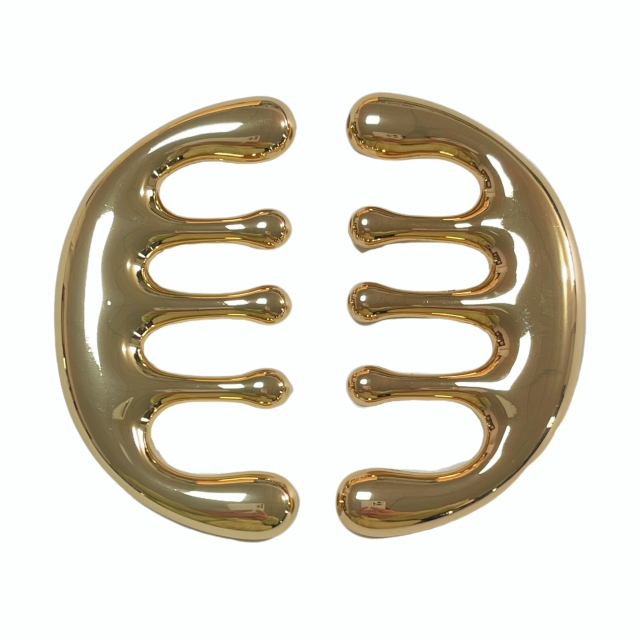 spa use health care tools gold color metal material TCM five teeth head massager comb for scalp scraping