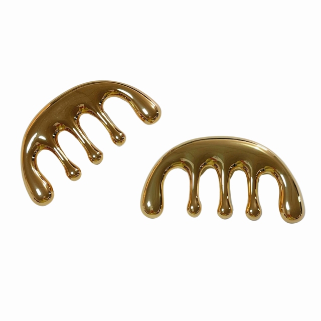 spa use health care tools gold color metal material TCM five teeth head massager comb for scalp scraping