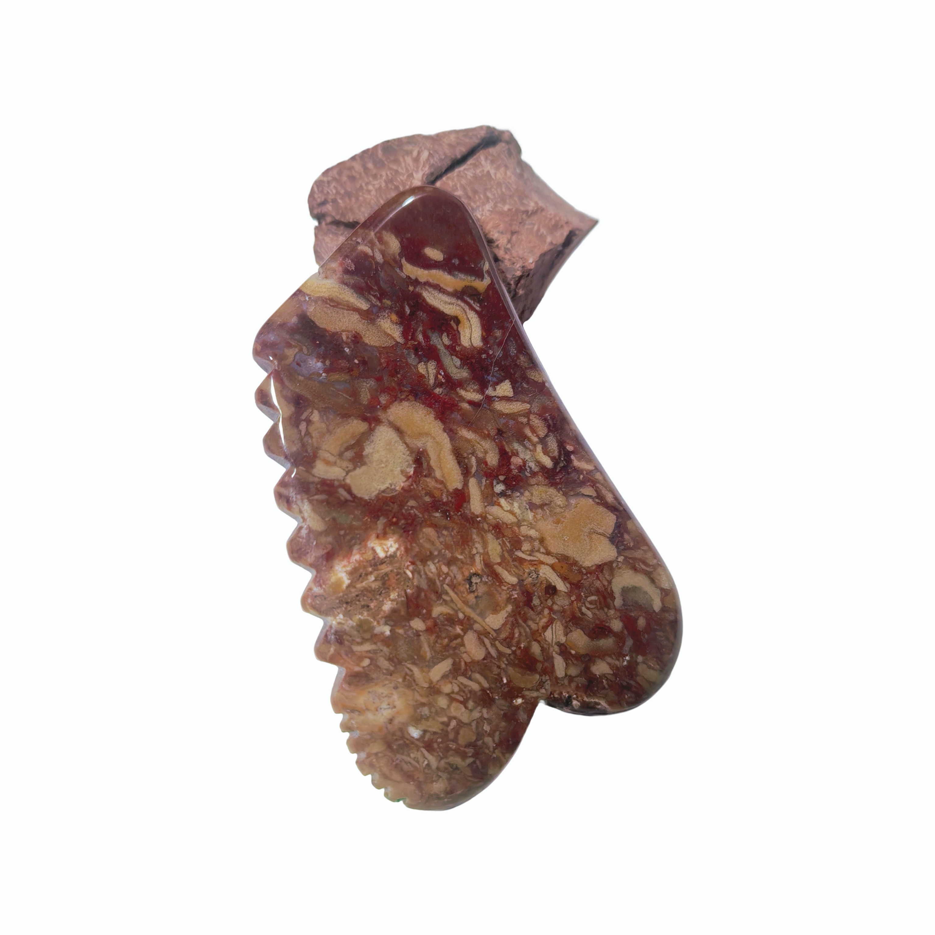 Personalized logo Brown Color 100% Natural  Bamboo-leaf Stone Gua Sha