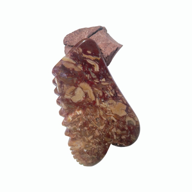 Personalized logo Brown Color 100% Natural  Bamboo-leaf Stone Gua Sha