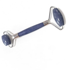 wholesale best quality natural stone blue color aventurine Lymphatic drainage jade roller & gua sha set
