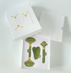 face lifting green xiuyan jade beauty tools ice roller gua sha tool with box