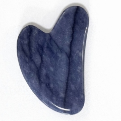 wholesale best quality natural stone blue color aventurine Lymphatic drainage jade roller & gua sha set