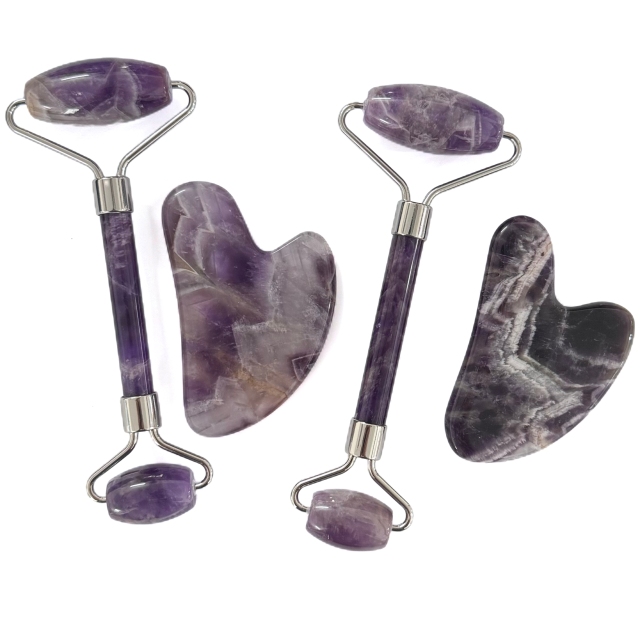 home use wrinkle removal skin care beauty tools natural pure stone gua sha amethyst custom