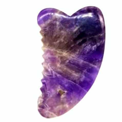 heart shaped with teeth purple color spa use ice cool cold amethyst stone massager body guasha