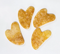 anti-aging face massager face lifting natural jade stone yellow rubber flower quartz gua sha