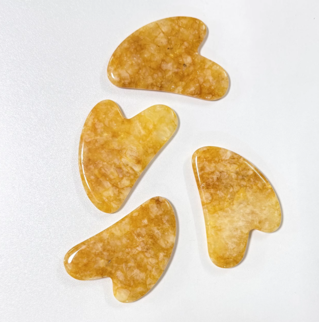 anti-aging face massager face lifting natural jade stone yellow rubber flower quartz gua sha