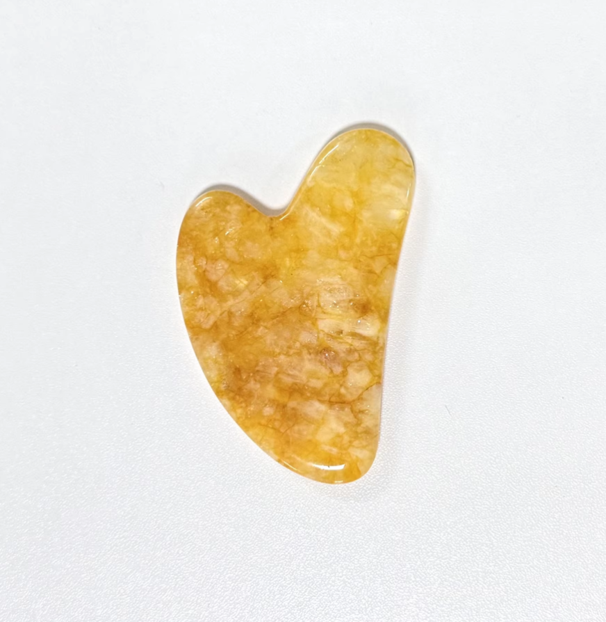 anti-aging face massager face lifting natural jade stone yellow rubber flower quartz gua sha
