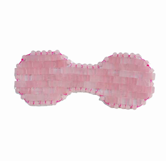 Made in China Manufacturer Spa Use Beaty Tools Cool Gemstone Massager Rose Quartz Mask Jade Woven Eye Pad for Eye Relief