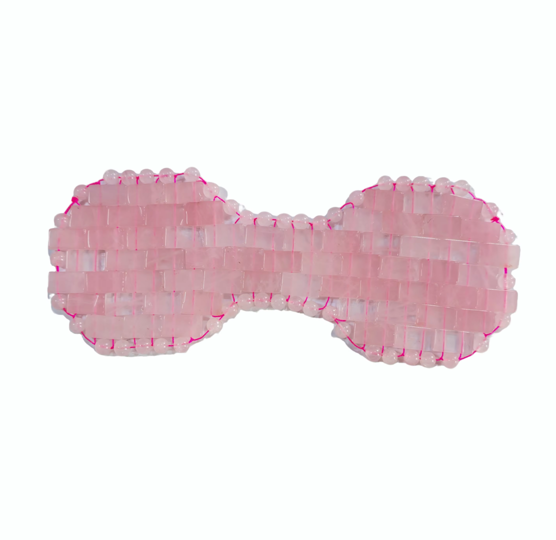Made in China Manufacturer Spa Use Beaty Tools Cool Gemstone Massager Rose Quartz Mask Jade Woven Eye Pad for Eye Relief