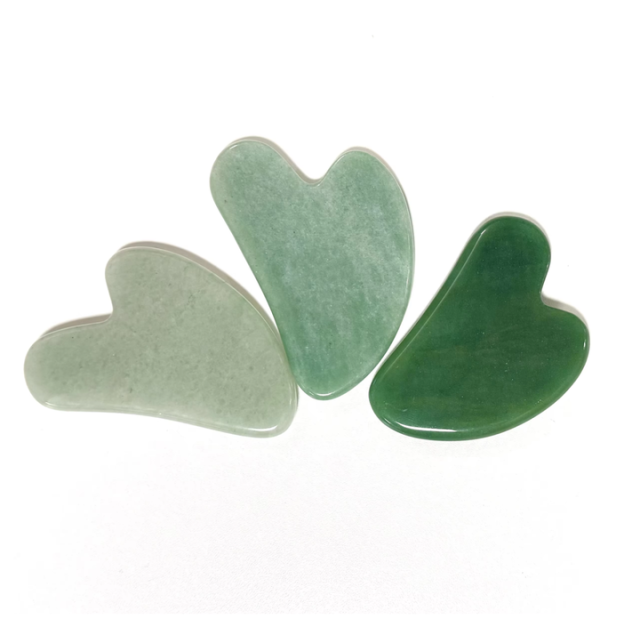 factory wholesale price natural jade green aventurine stone face scraping  massage board