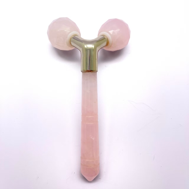 Y shaped anti-aging face lifting pink color natural jade Y shaped jawline slimming massager ice facial roller