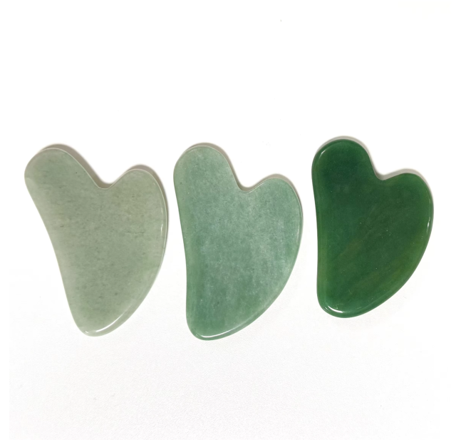 factory wholesale price natural jade green aventurine stone face scraping  massage board