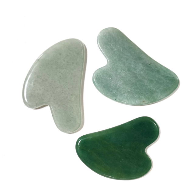 factory wholesale price natural jade green aventurine stone face scraping  massage board