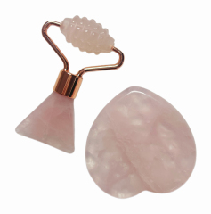 skin care tools promotional gift mini size rose quartz heart shaped gua sha and prickly jade roller