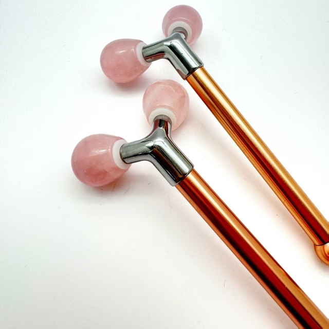 women use beauty tools natural stone rose quartz jade 360 degree rotation face lift massager 3d face roller